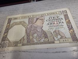 500 Dinar Banknote Serbien SFR Jugoslawien 1941