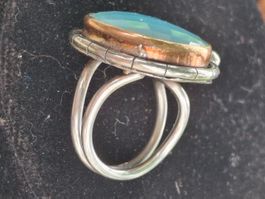 Vintage, runder Damen Ring mit Aquamarine S925 verstellbar