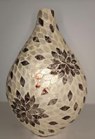 Dekovase Perlmutt Muschel Mosaik braun creme Vase Tischvase
