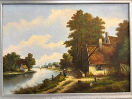 96 cm breitx 76 cm hoch Öl Gemälde Landschaft wunderhübsch