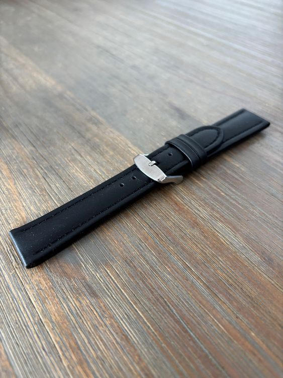 Leder Uhrenarmband schwarz 20mm 1