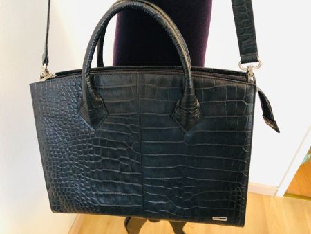 Elegante Navyboot Business Damentasche in Kroko-Optikt