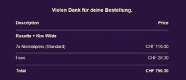 4 Tickets Roxette + Kim Wilde 11. Juli 2026 Locarno