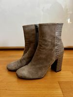 Stiefeletten Navyboot, graues Leder mit Krokoprägung Grösse 
