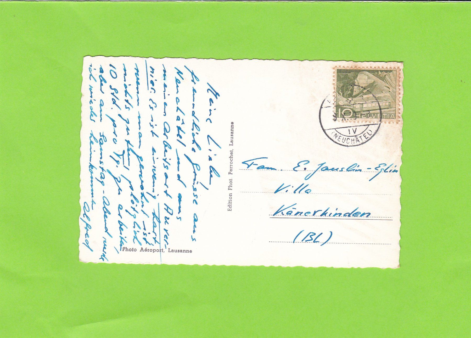 Cartoline postali: Neuchâtel-vu 'avion – Usato da St. Peterzell venduto da neckertal 1