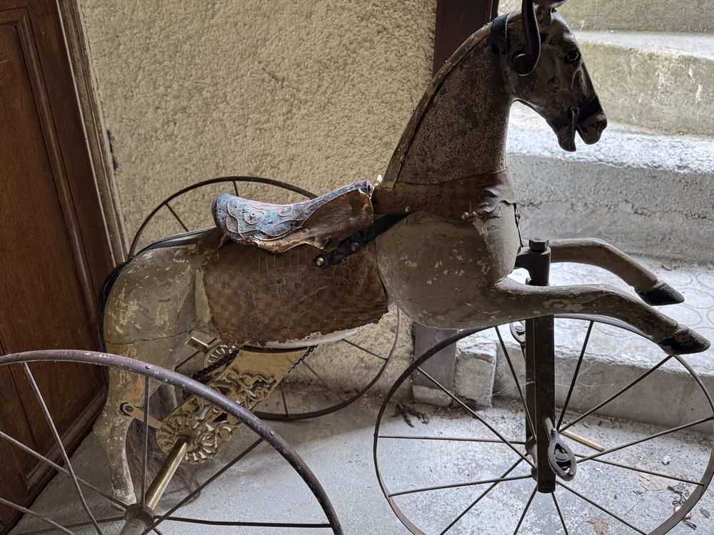 ANCIEN JOUET BOIS 1955 Cheval cariole charrette roulettes - Vintage - TBE EUR 17,00 - FR
