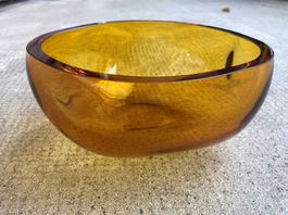 Vide poche artisanal Lasvit vintage jaune/ambre. Magnifique!