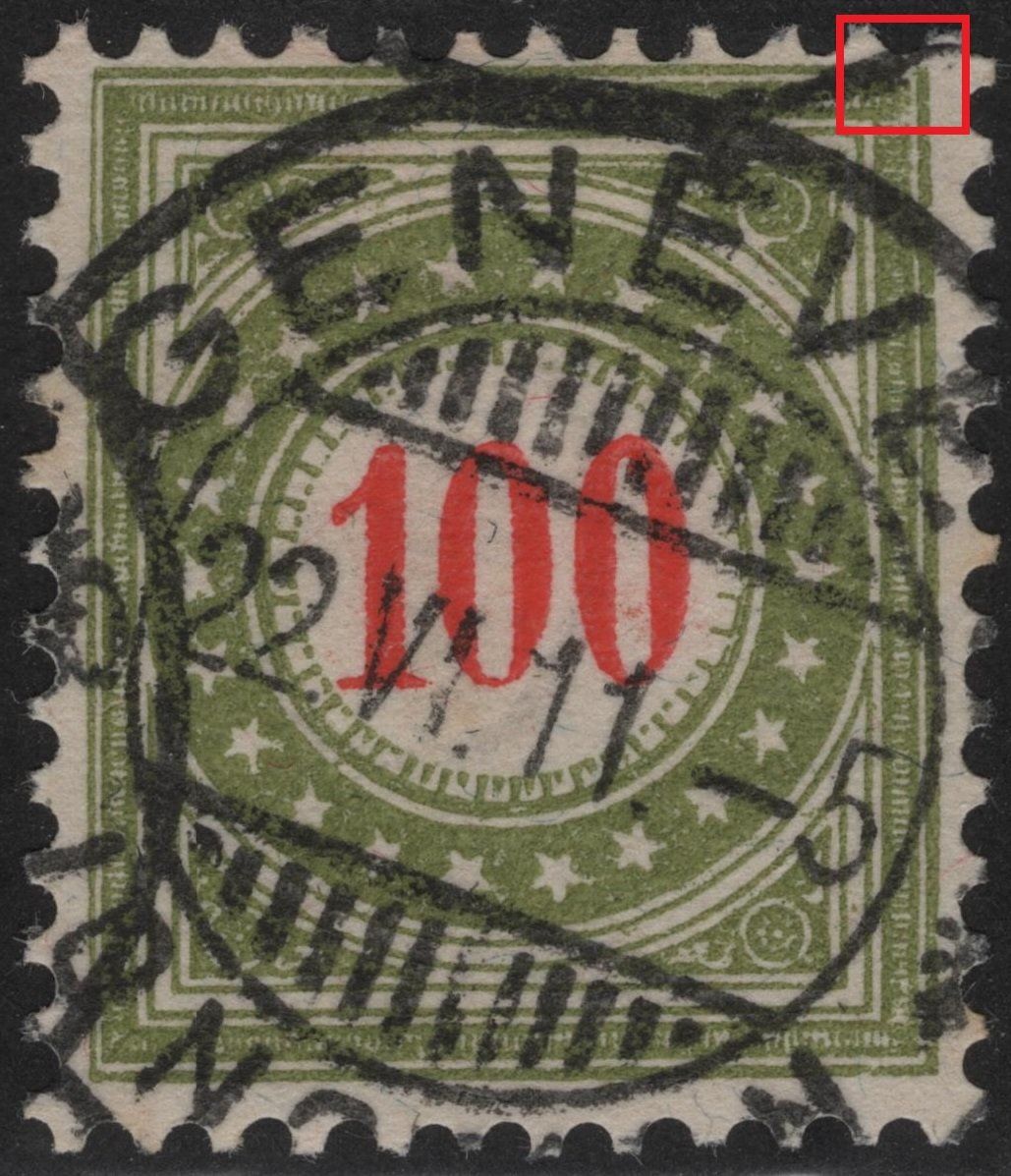 Alle Briefmarken: 100 Rp. Portomarke mit Plattenfehler – Gebraucht aus Eglisau von Chperfins