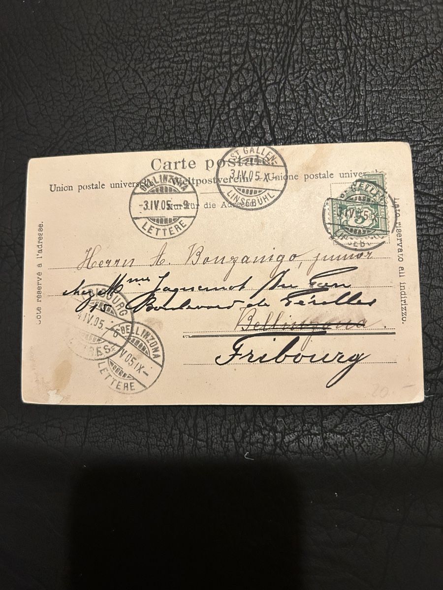 Cartoline postali: St. Gallen Stiftsbibliothek 1905 – Usato da Breganzona venduto da Milesbo 1