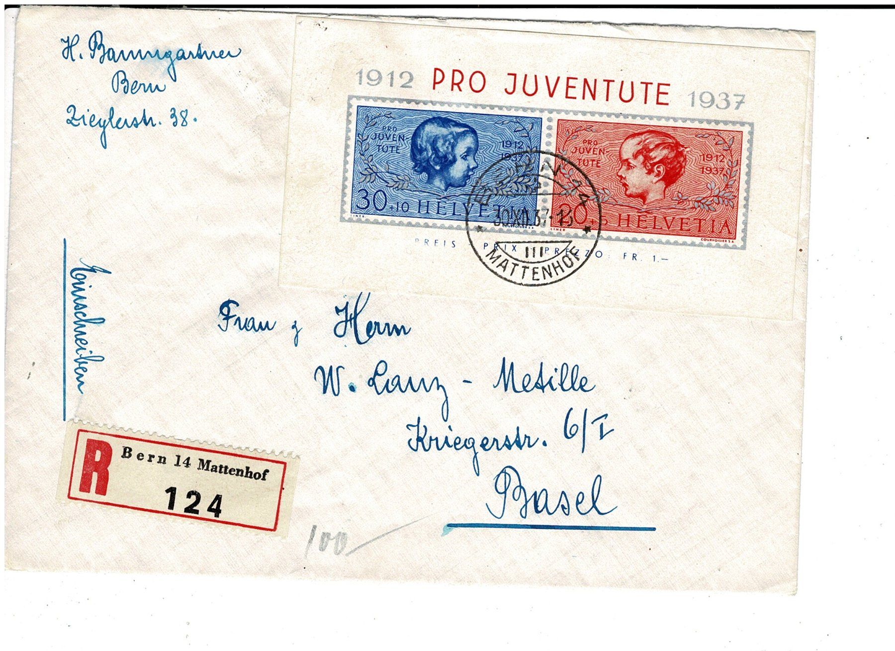 Tutti i francobolli: PJ R-Brief Block 1937 – Usato da Lausanne venduto da Whorvath