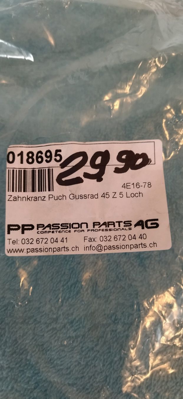 Puch Mofa-Ersatzteile: Zahnkranz Puch – Neu und originalverpackt aus Fahrni b. Thun von Bergers_occasionen 2