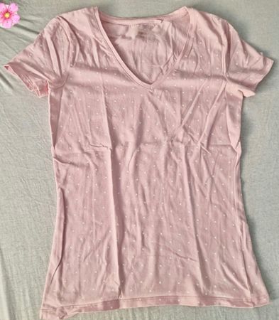 T-Shirt "C&A" (Gr. S) Rosa mit weißen Punkten
