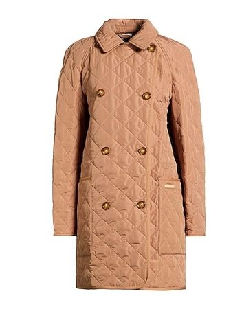Burberry Quilted Double-Breasted Cotton Jacket Camel Tan