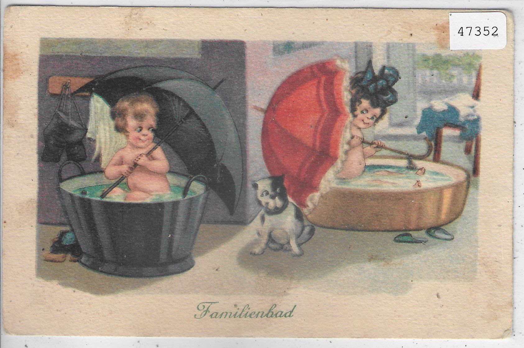 Cartoline postali: Humor - Familienbad – Usato da Ettingen venduto da Kartenplanet