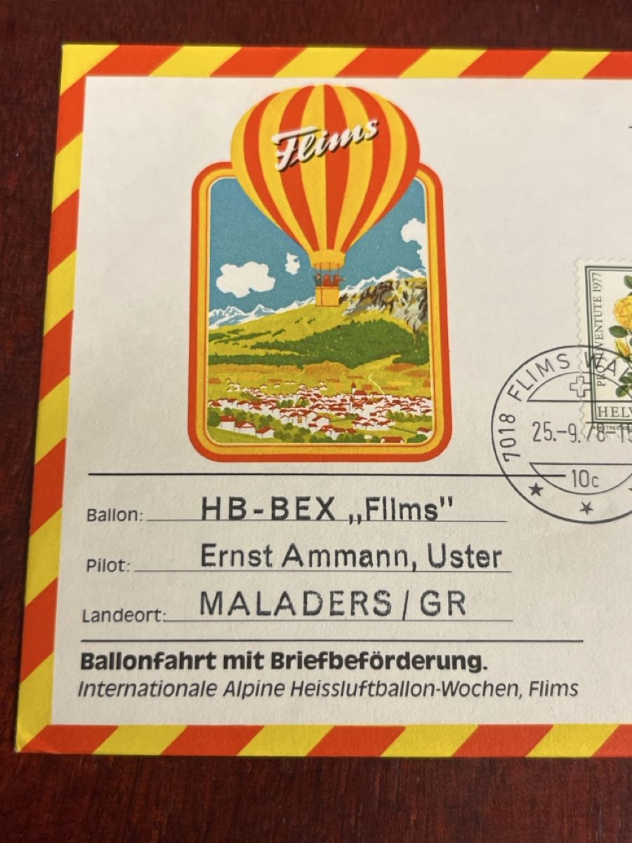 Tutti i francobolli: Flims Ballonpost 1978 - Internationale Alpine Ballonwochen – Usato da Dettighofen venduto da Moshop 1