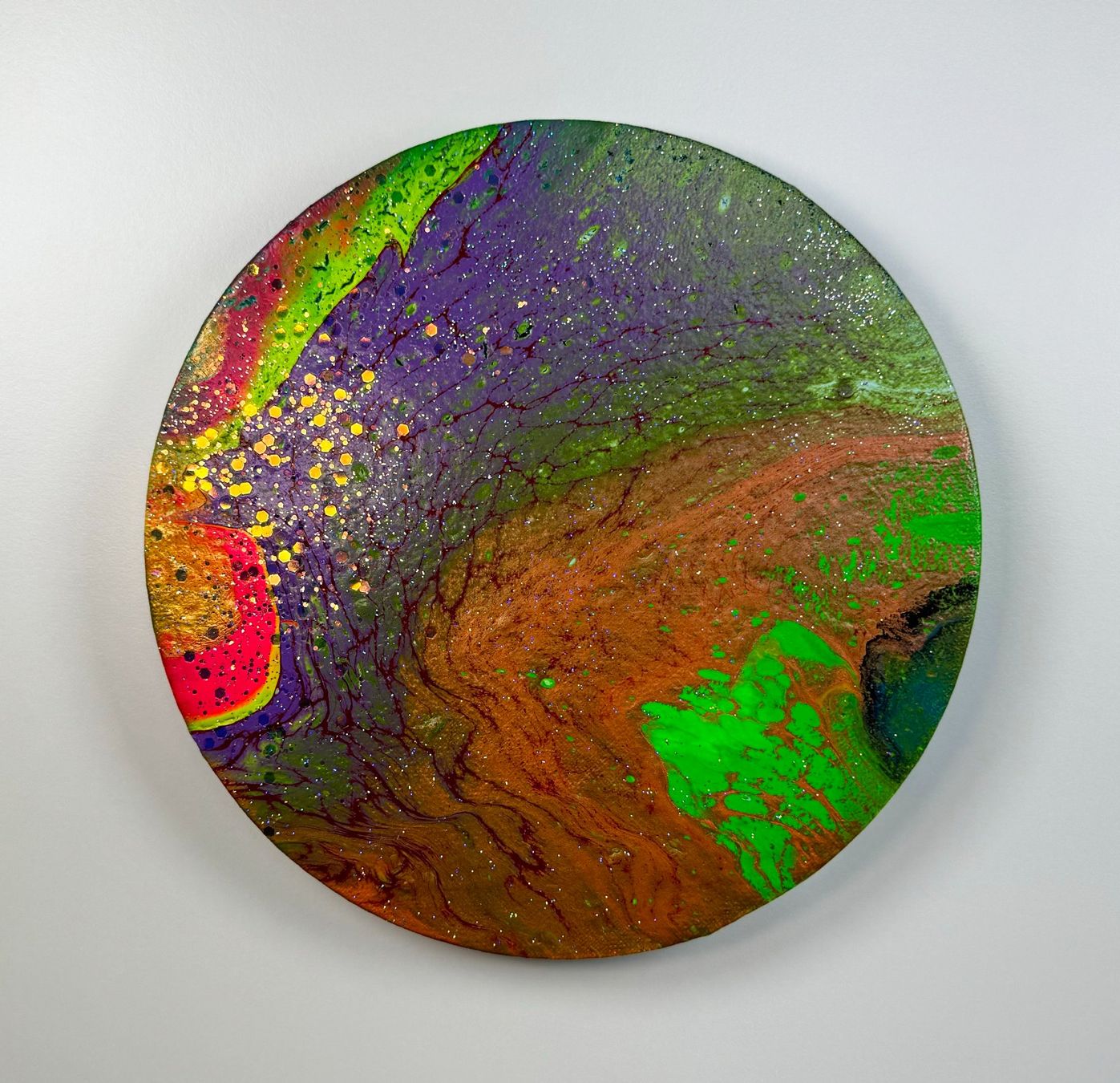 Dipinti: Acryl-Flüssigmalerei, kreisförmig – Usato da Schlieren venduto da MayaSheng1983