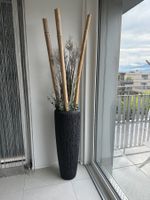 Schwarze Dekorationsvase modern gerillt Höhe ca. 80-160cm