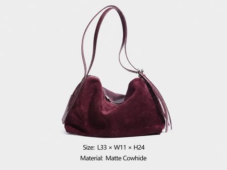 Damen Handtasche Echtleder Wildleder Dunkelrot – NEU –