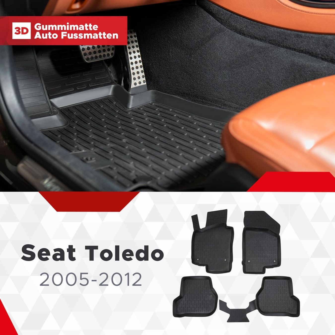 Seat Tappeti & Tappetini: 3D Seat Toledo Fussmatten 2005-2012 – Nuovo e nell'imballaggio originale da Zürich venduto da MyFussmatten