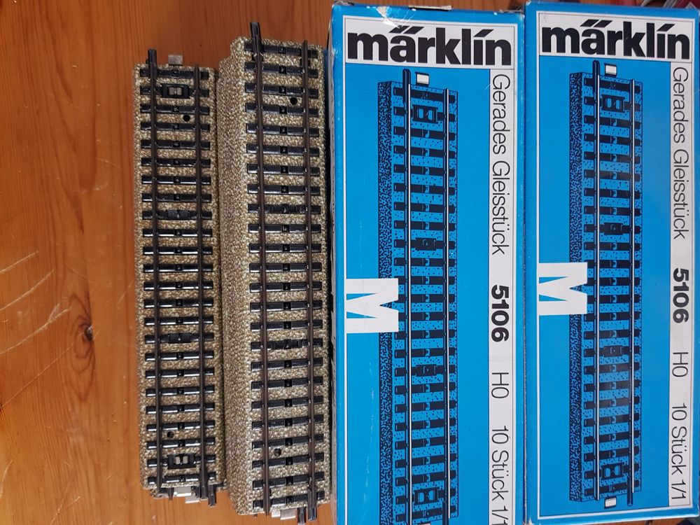ZD0007 Marklin train Ho Rail 5106 5 element droit + fil electrique