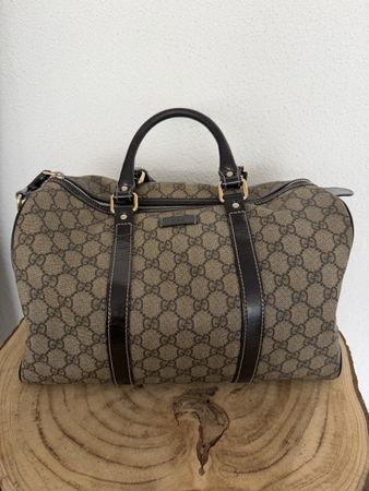 Gucci Boston Bag GG Supreme Canvas & Lackleder 