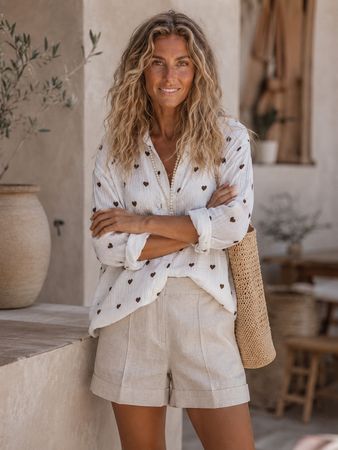 Lässige Musselin Bluse aus 100% Cotton Gr.M-L  NEU