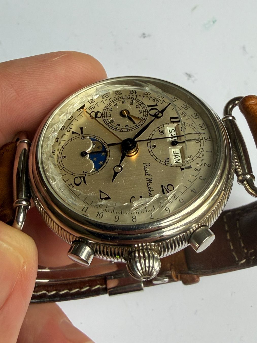 Uhren: Paul Mathez Moonphase Automatic Chronograph – Gebraucht aus Worblaufen von chronyves 3