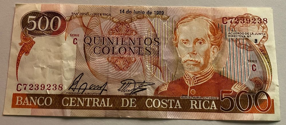 Costa Rica 500 Colones 1989 (Gebraucht) in Algetshausen für CHF 2.5 ...