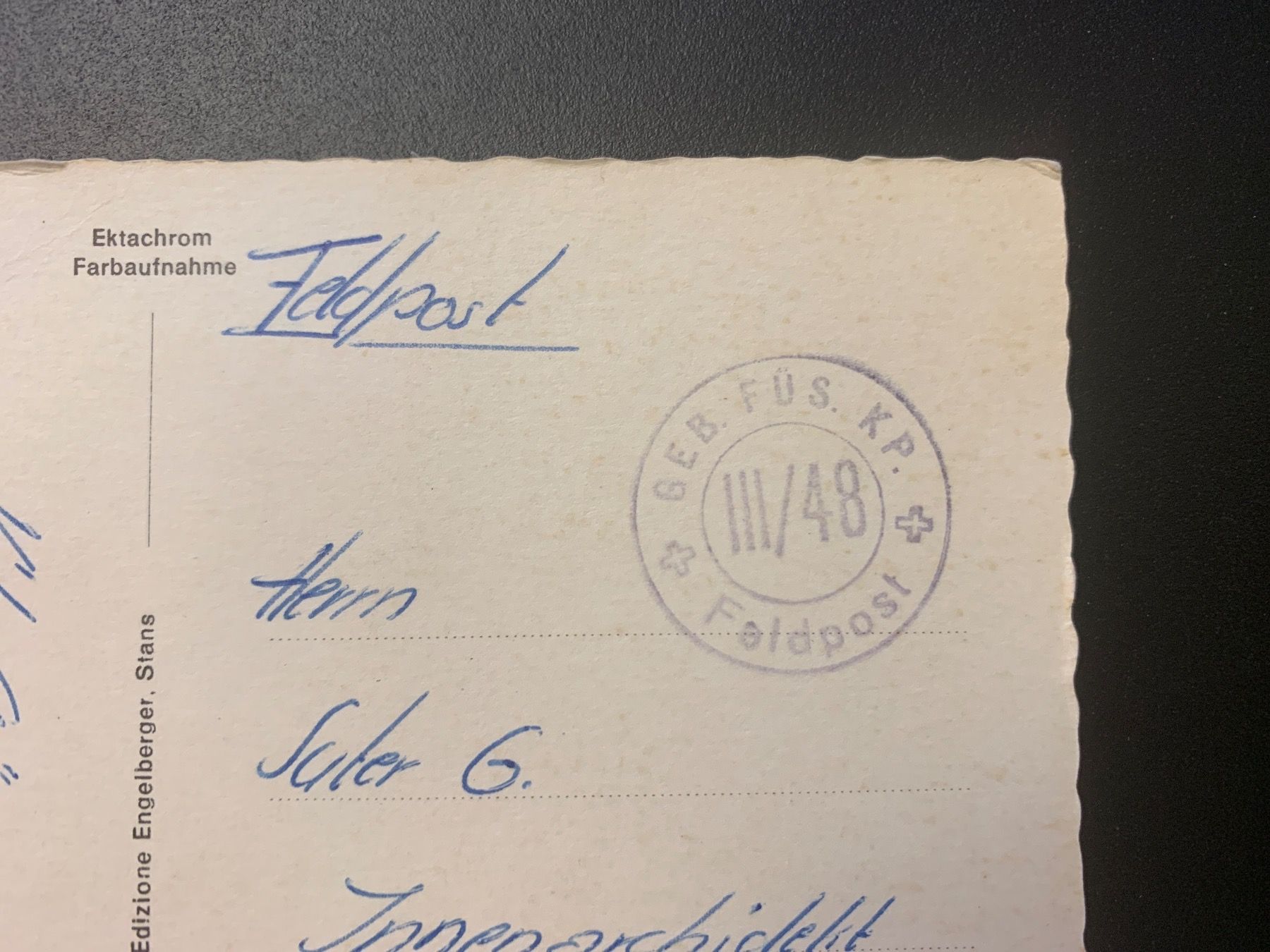 Cartoline postali: Alte Postkarte von Ascona Feldpost 1948 – Usato da Erlenbach ZH venduto da Ritschly 2