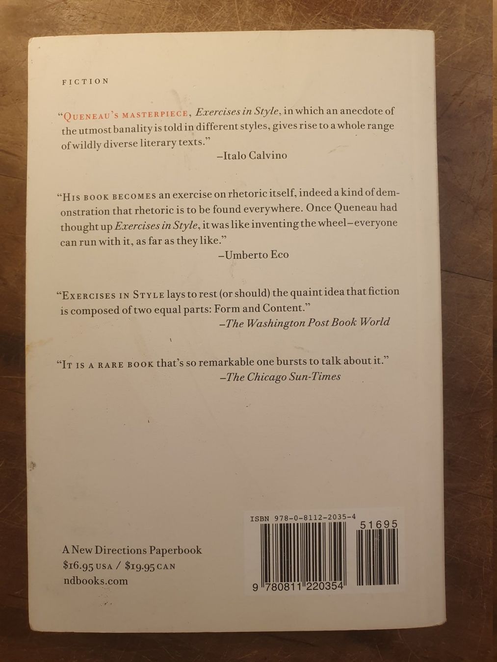 Libri: Exercises In Style - Raymond Queneau – Usato da Zürich venduto da loosebone 9