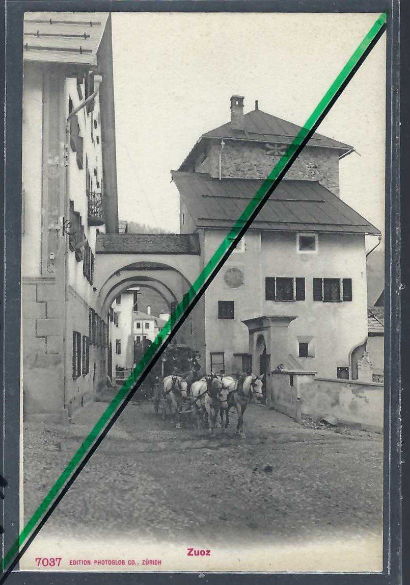 Ansichtskarten: Zuoz, Postkutsche. – Gebraucht aus Horw von SwissSteamMemories