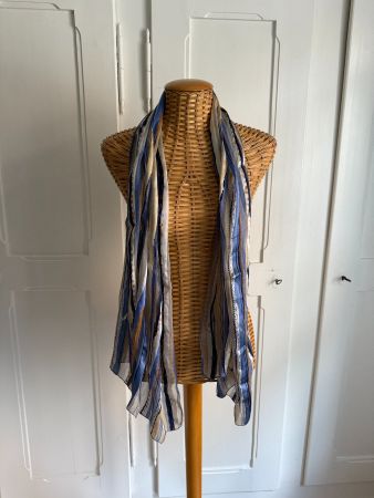 GEORGES RECH - Seide Foulard Tuch blau gemustert