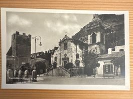 Antike Ansichtskarte, ITALIEN, Taormina, Piazza San Agostino