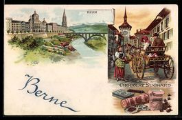 Litho Bern, Händler mit Chocolat Suchar