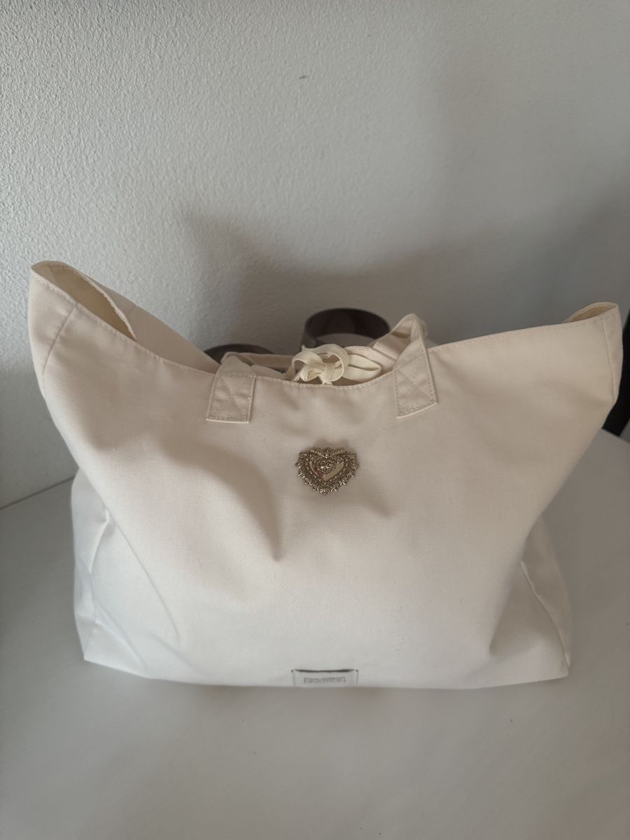 Dolce & Gabbana Borse da donna: Tasche Dolce & Gabbana Devotion Stoff Creme mit Herzanhänger – Usato da Oberglatt ZH venduto da jul_nhy7 1