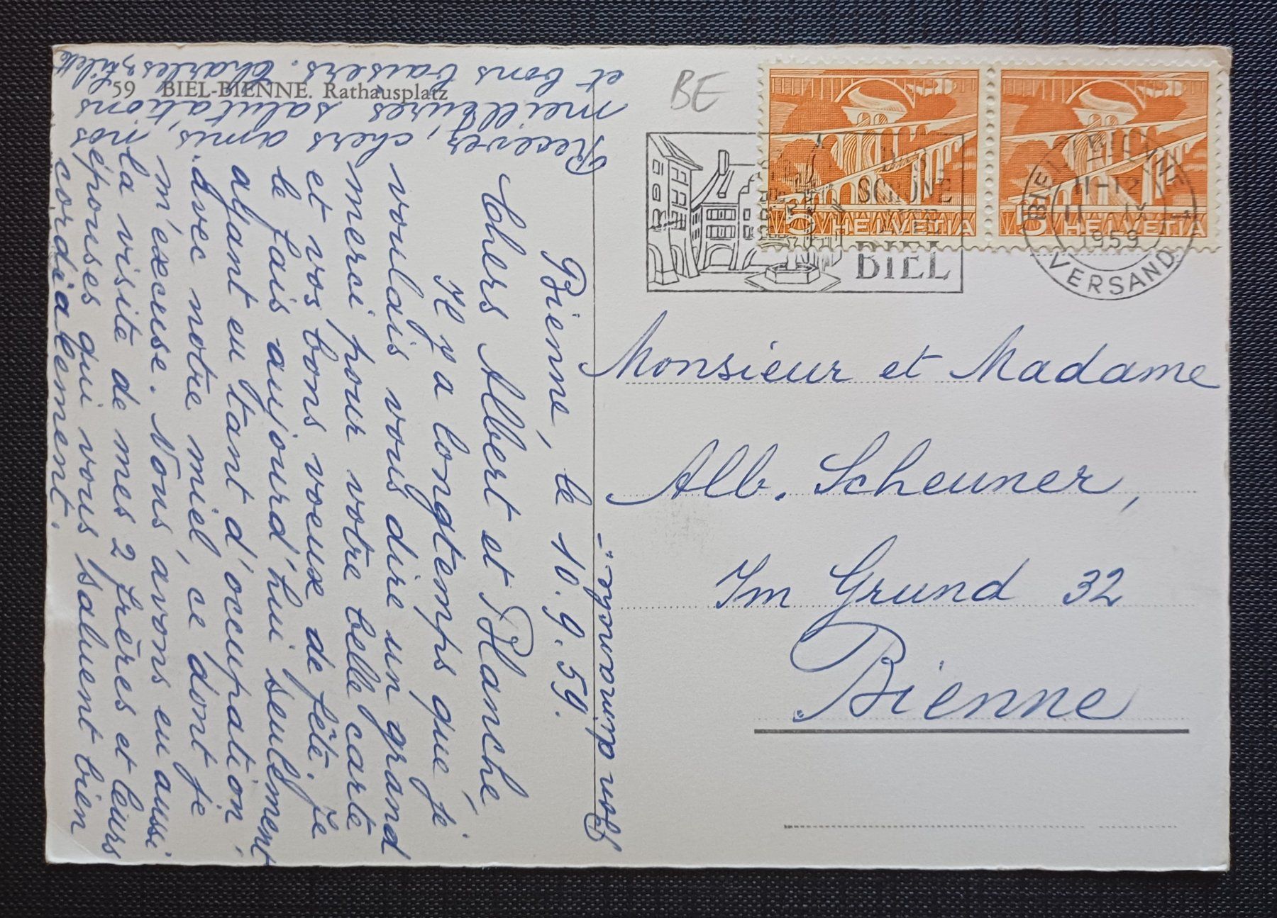 Cartoline postali: AK Hotel Bären TWANN Oldtimer 1954 – Usato da Brittnau venduto da simionius 1