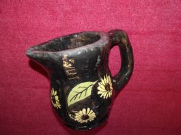 Tonkrug schwarz mit Blumen-Motiv UNIKAT und einzigartig