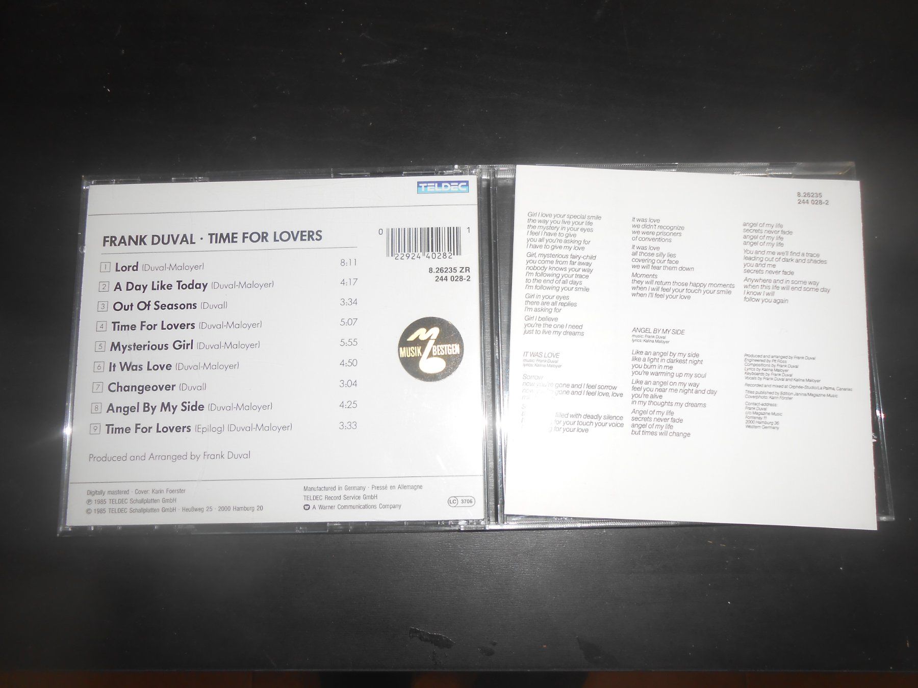 CD: Frank Duval – Time For Lovers / 1985 – Usato da Aarberg venduto da witchhunter01 1