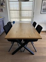 Esstisch mit 4 Stühlen Holzoptik schwarz Metallgestell