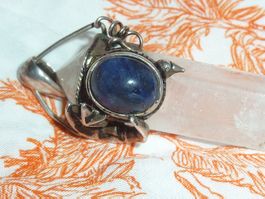 pendentif en cristal de roche et pierre lapis-lazuli argent