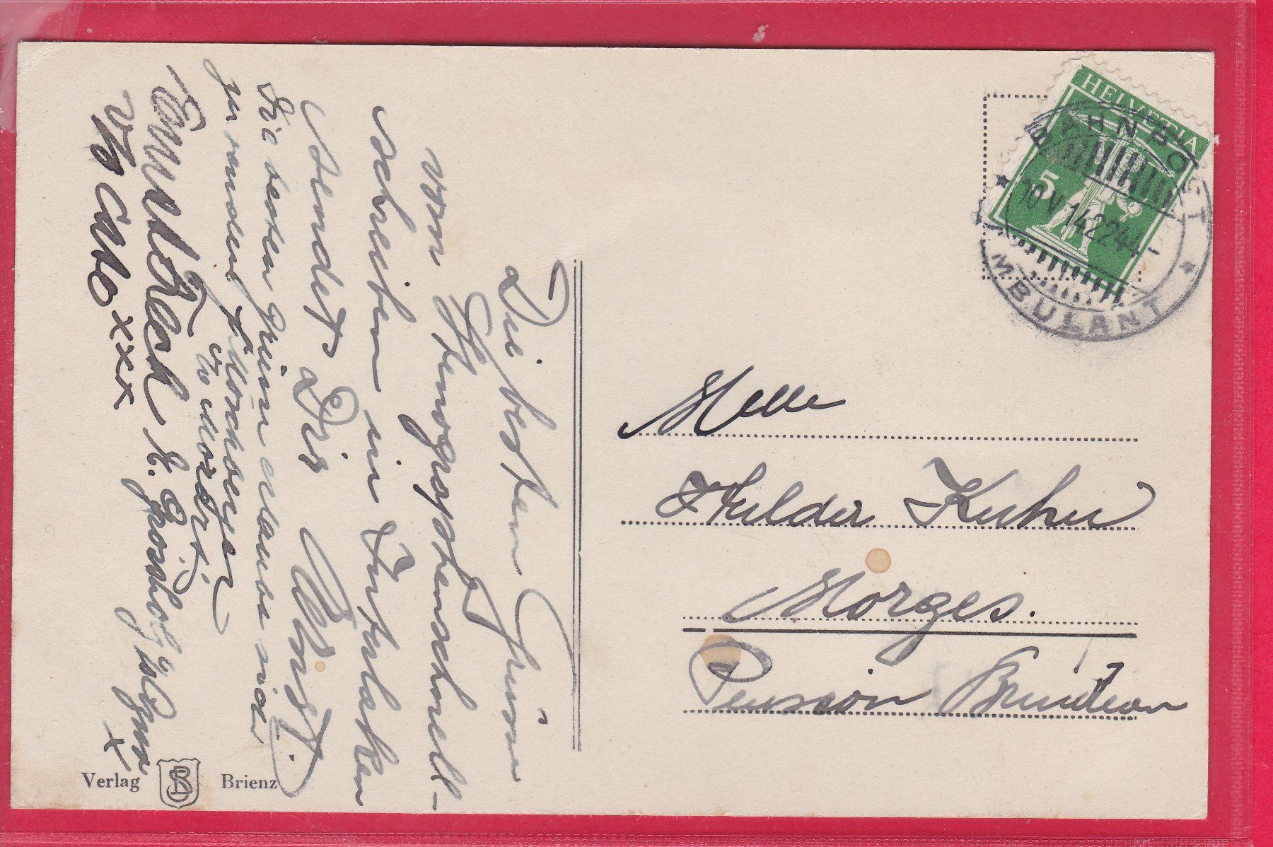 Cartoline postali: INTERLAKEN - SCHIFFSANKUNFT, 10.5.1914 – Usato da Oberrieden venduto da Gebirgsstelze 1
