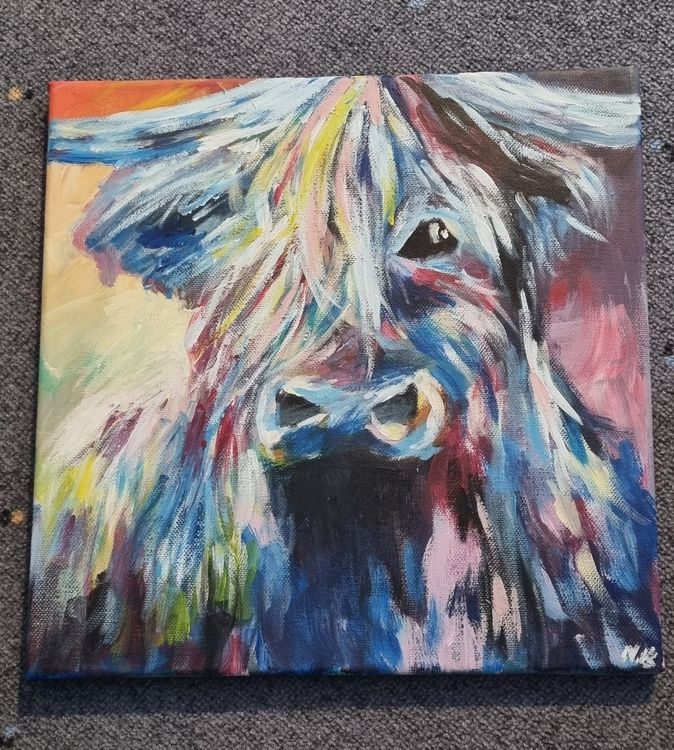  Buntes Kuh-Gemälde Acrylfarbe (Gebraucht) in Egg b. Zürich für CHF 18 Motiv 