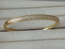 Luxus Elegante  Armreif Armband Farbe :Gold Zirkonia weiss