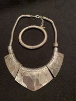 Schmuckset Halskette und Armreif silberfarben Metall