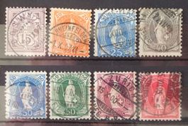 1891–1906: Chiffre et Hélvétie debout, 8 timbres O