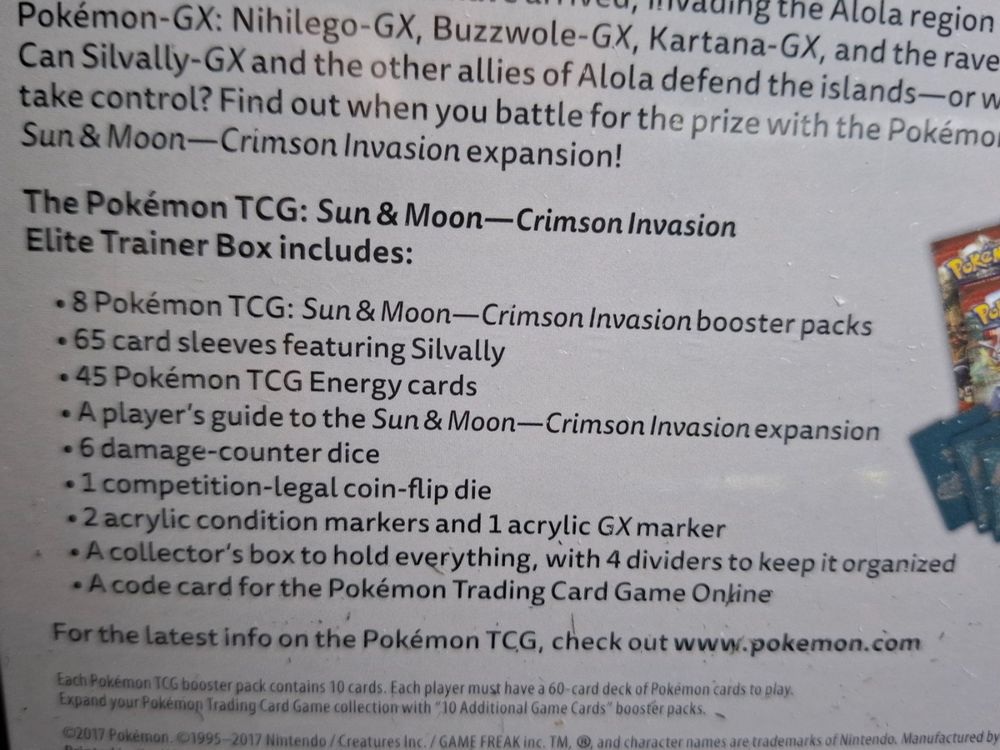 POKEMON CRIMSON INVASION SUN&MOON ELITE TRAINER BOX engl (Neu und ...