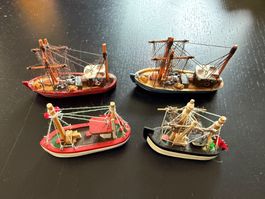 4 Miniatur Fischerboote Deko Sommer Deko Sommerzeit