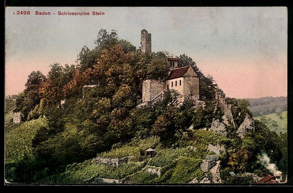 Cartoline postali: AK Baden, Schlossruine Stein – Usato da Berlin venduto da bartko-reher