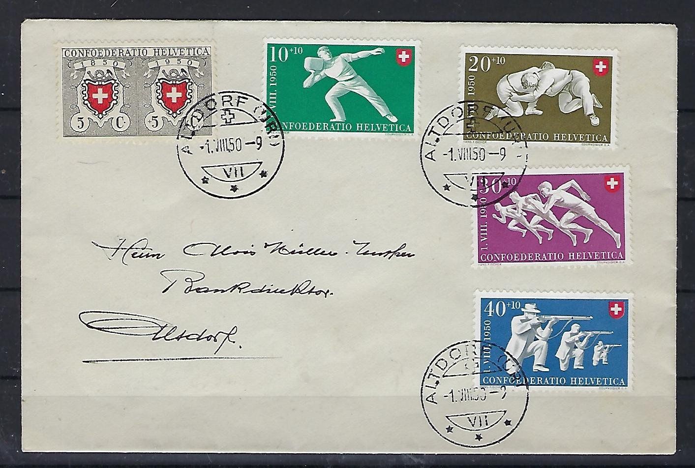 Alle Briefmarken: Pro Patria 1950 Satzbrief    14756 – Gebraucht aus Lunden von Animus999