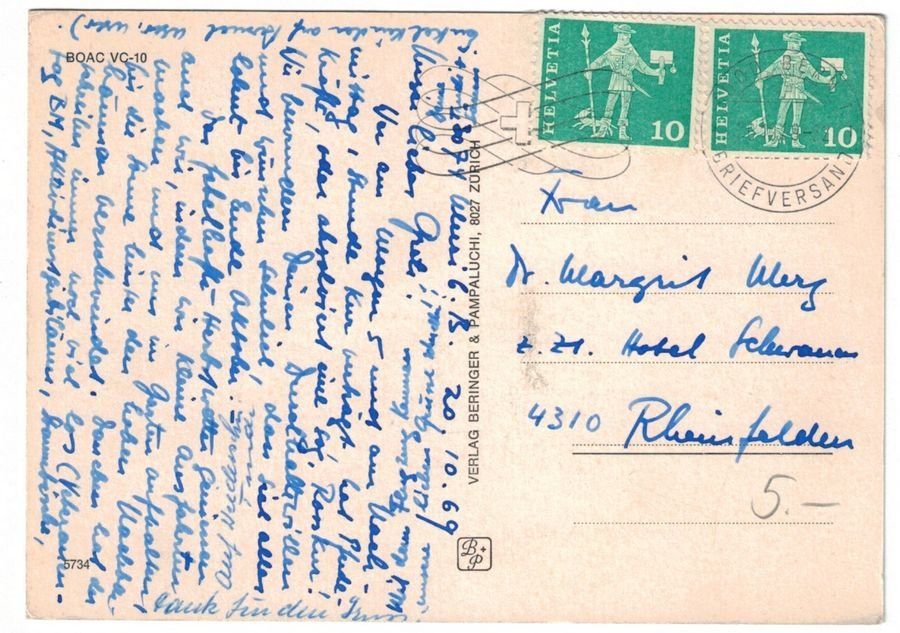Cartoline postali: BOAC VC-10, gelaufen 1969 – Usato da Frauenfeld venduto da POML 1